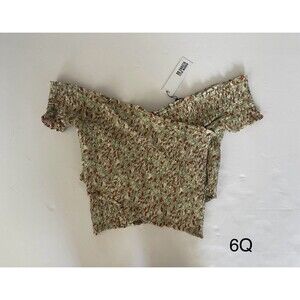 Steve Madden X BB‎ Dakota Womens Size Large Multi-Color Floral Smocked Crop Top